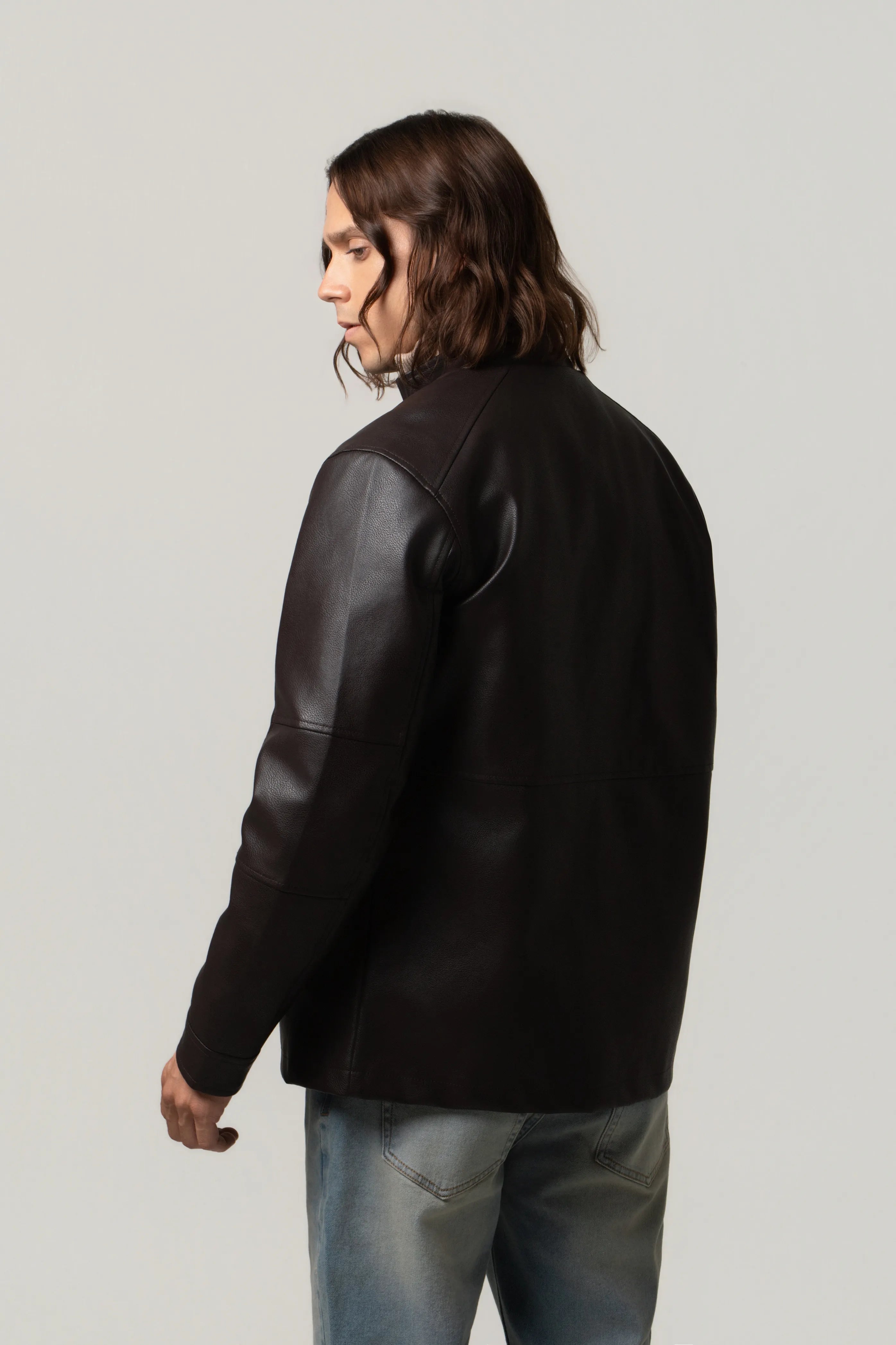 CHAQUETA BIKER COLOR CAFE