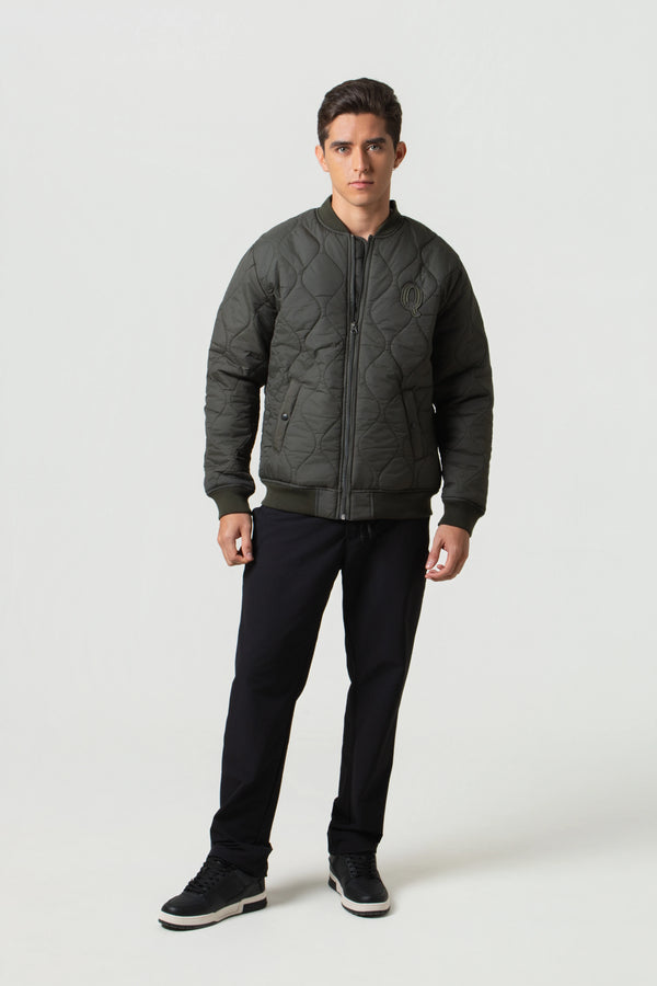 CHAQUETA BOMBER COLOR VERDE MILITAR