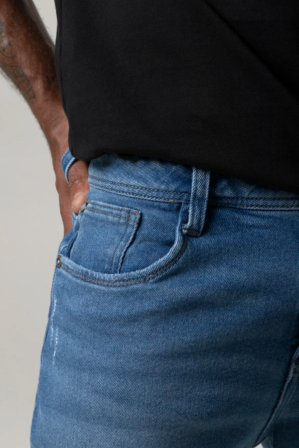 BERMUDA 5 BOLSILLOS COLOR AZUL MEDIO