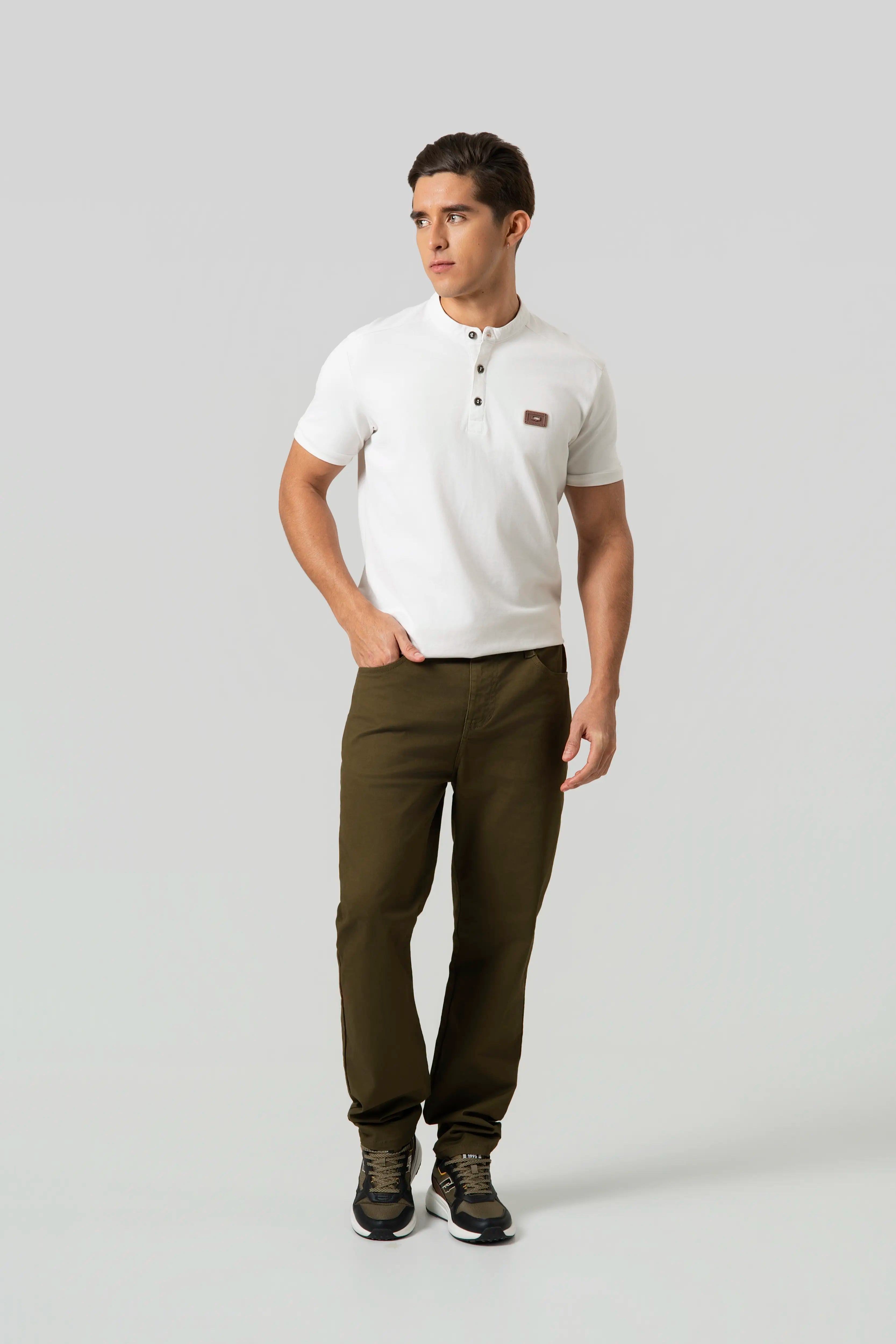PANTALON 5 BOLSILLOS COLOR DARK OLIVA