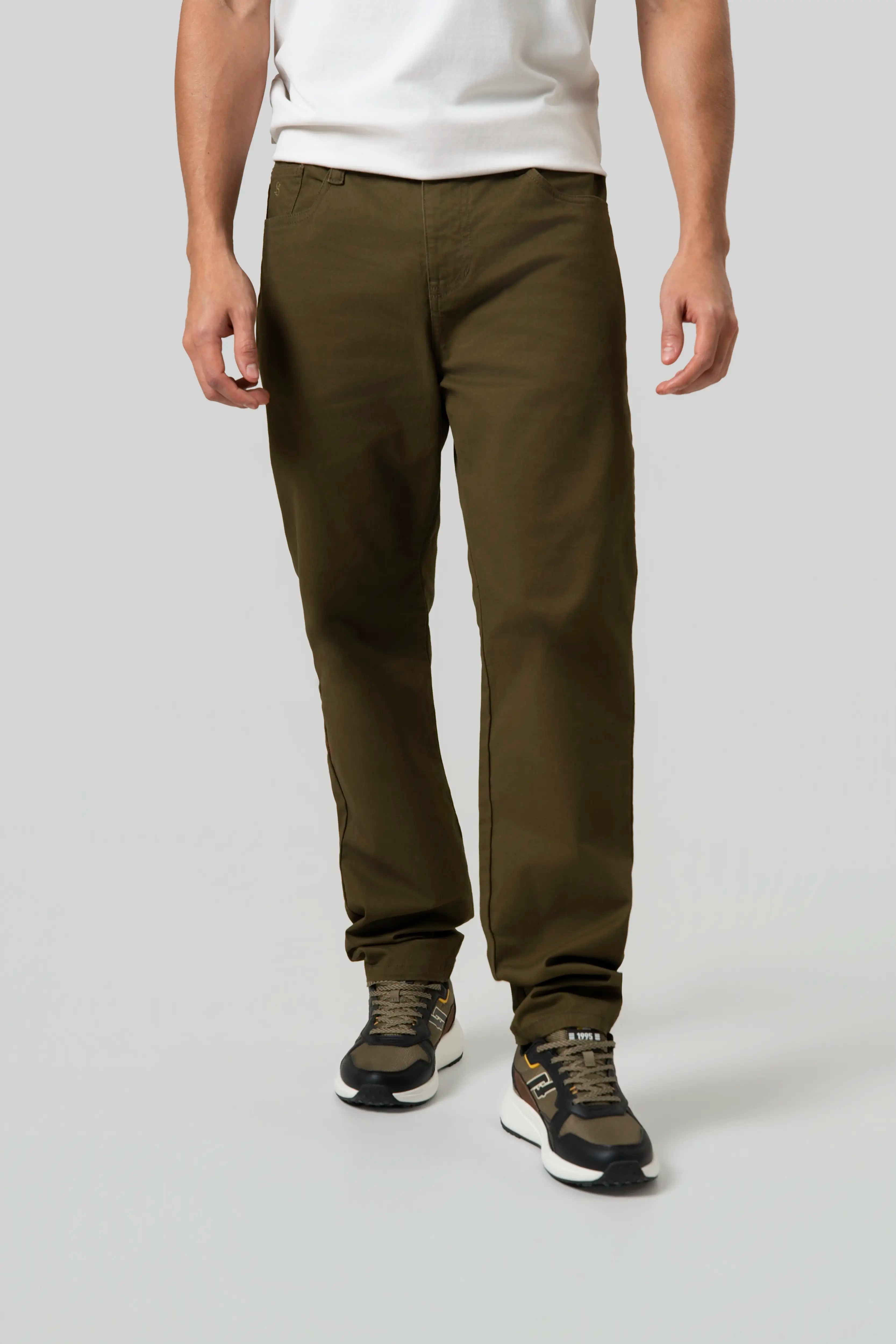 PANTALON 5 BOLSILLOS COLOR DARK OLIVA