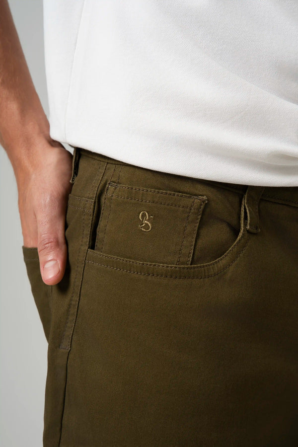 PANTALON 5 BOLSILLOS COLOR DARK OLIVA