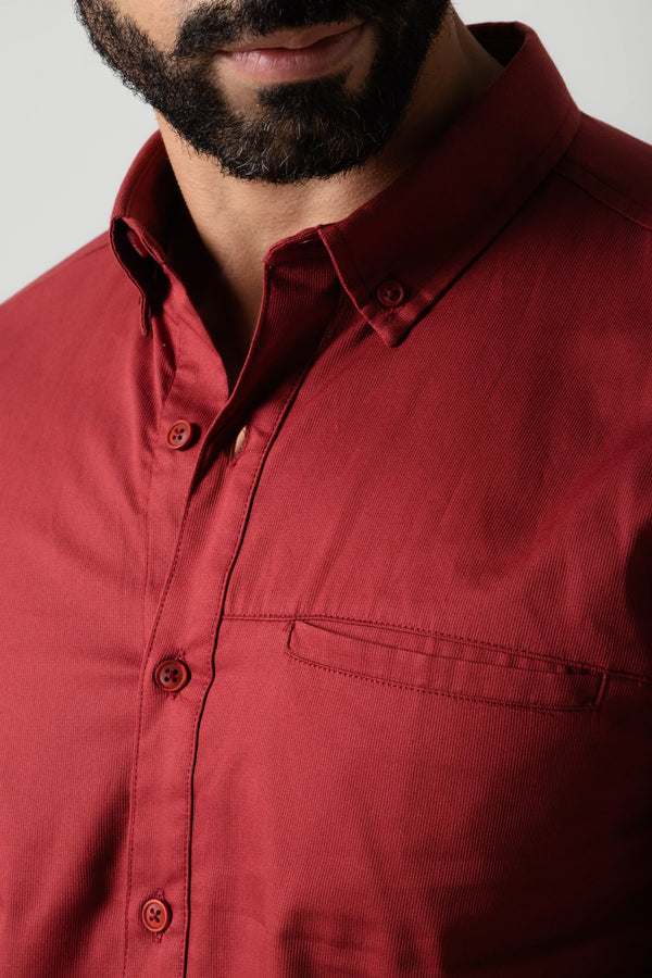 CAMISA MANGA LARGA COLOR VINOTINTO