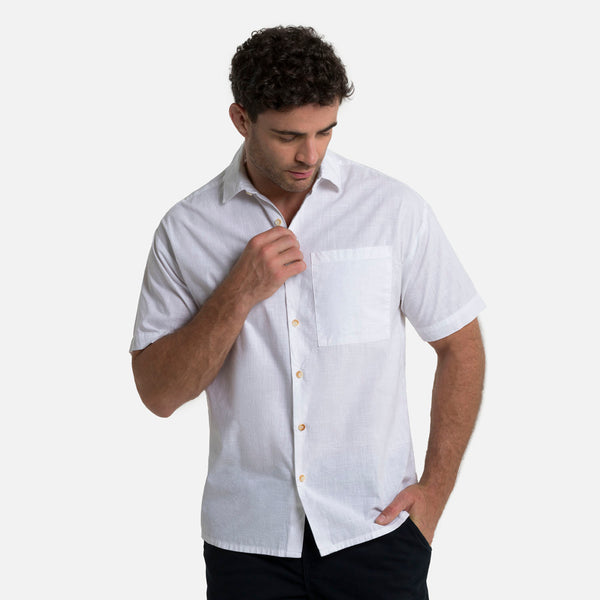 CAMISA MANGA CORTA COLOR BLANCO OPTICO