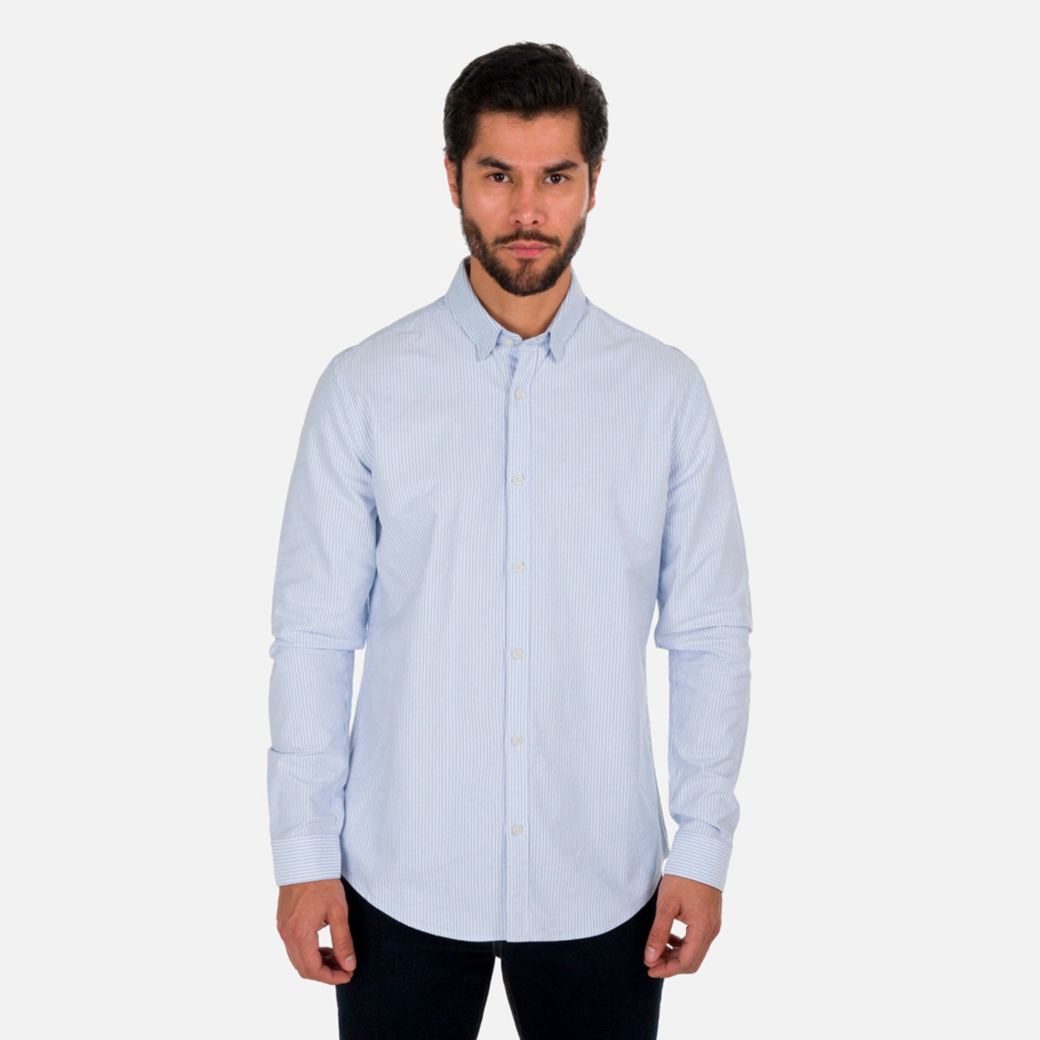 CAMISA MANGA LARGA COLOR BLANCO MULTIRAYAS