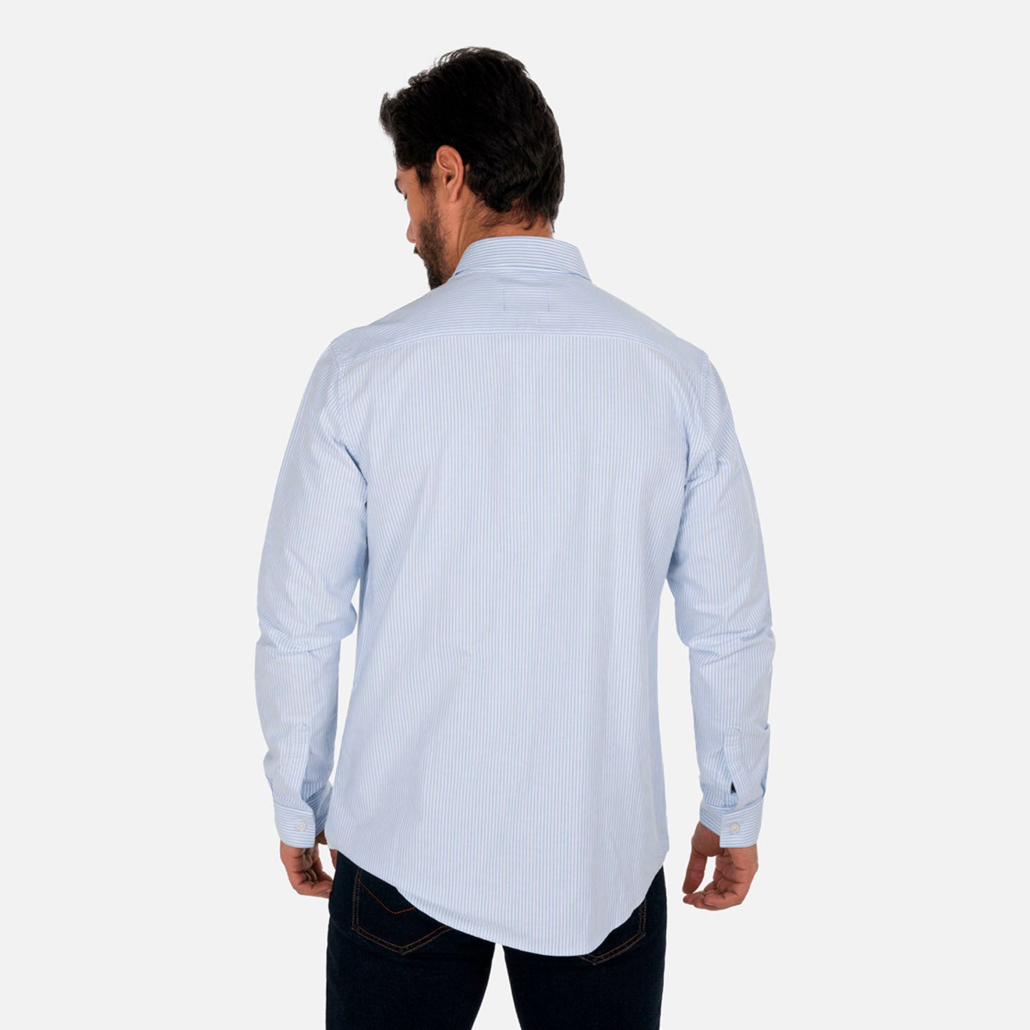 CAMISA MANGA LARGA COLOR BLANCO MULTIRAYAS