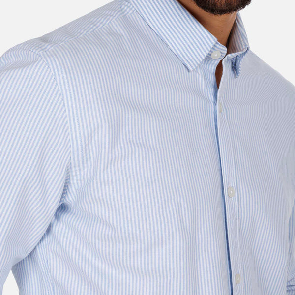 CAMISA MANGA LARGA COLOR BLANCO MULTIRAYAS