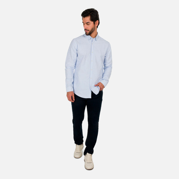 CAMISA MANGA LARGA COLOR BLANCO MULTIRAYAS