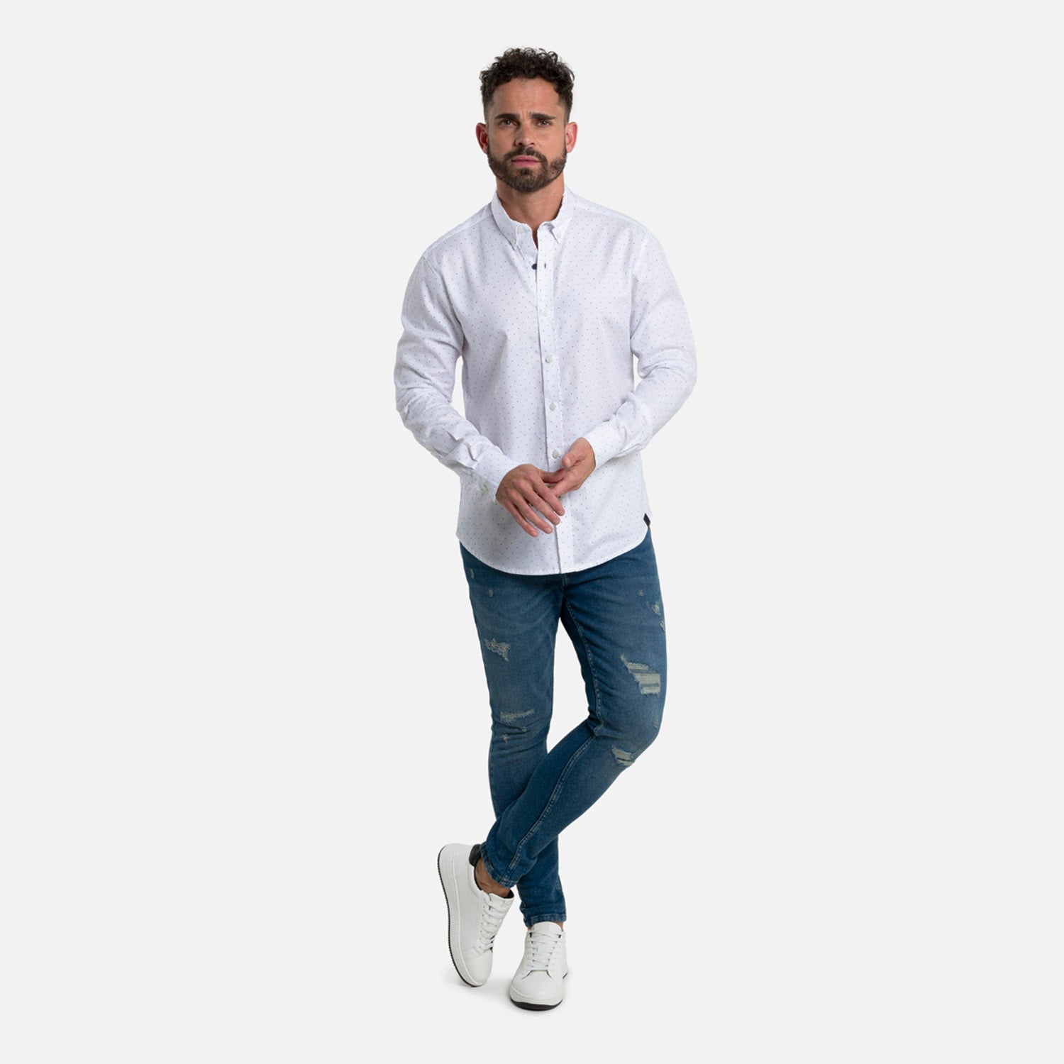 CAMISA MANGA LARGA COLOR BLANCO OPTICO