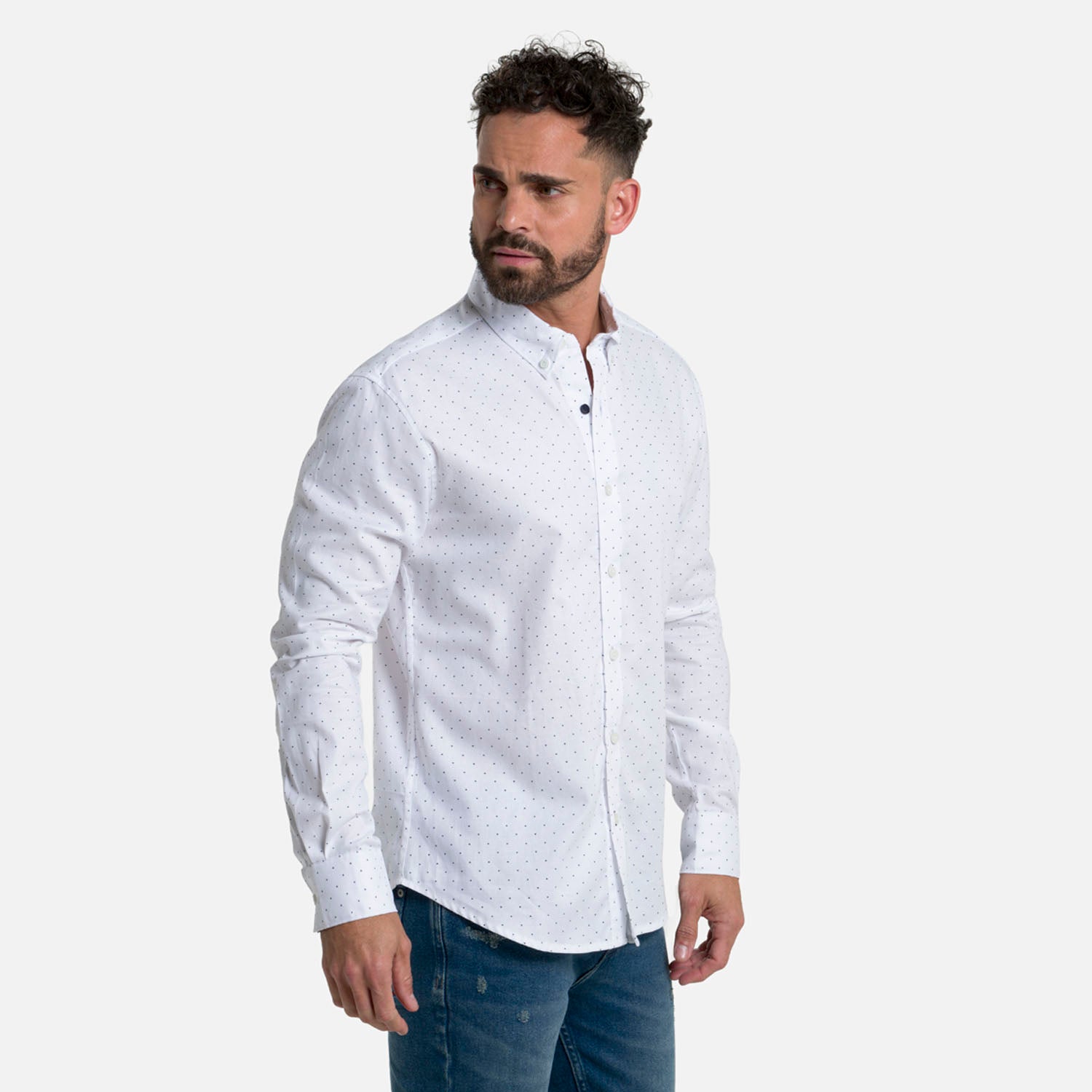 CAMISA MANGA LARGA COLOR BLANCO OPTICO