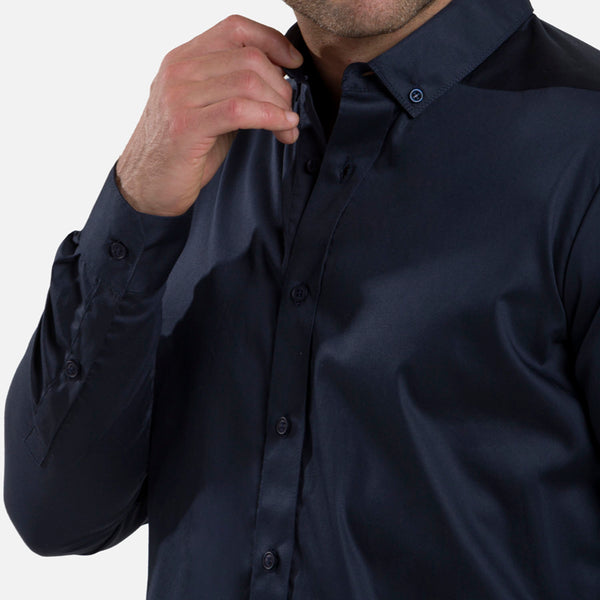 CAMISA MANGA LARGA COLOR AZUL OSCURO