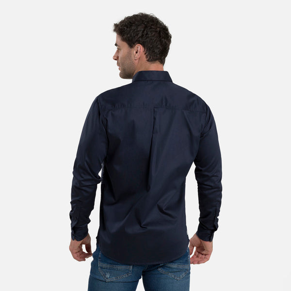 CAMISA MANGA LARGA COLOR AZUL OSCURO