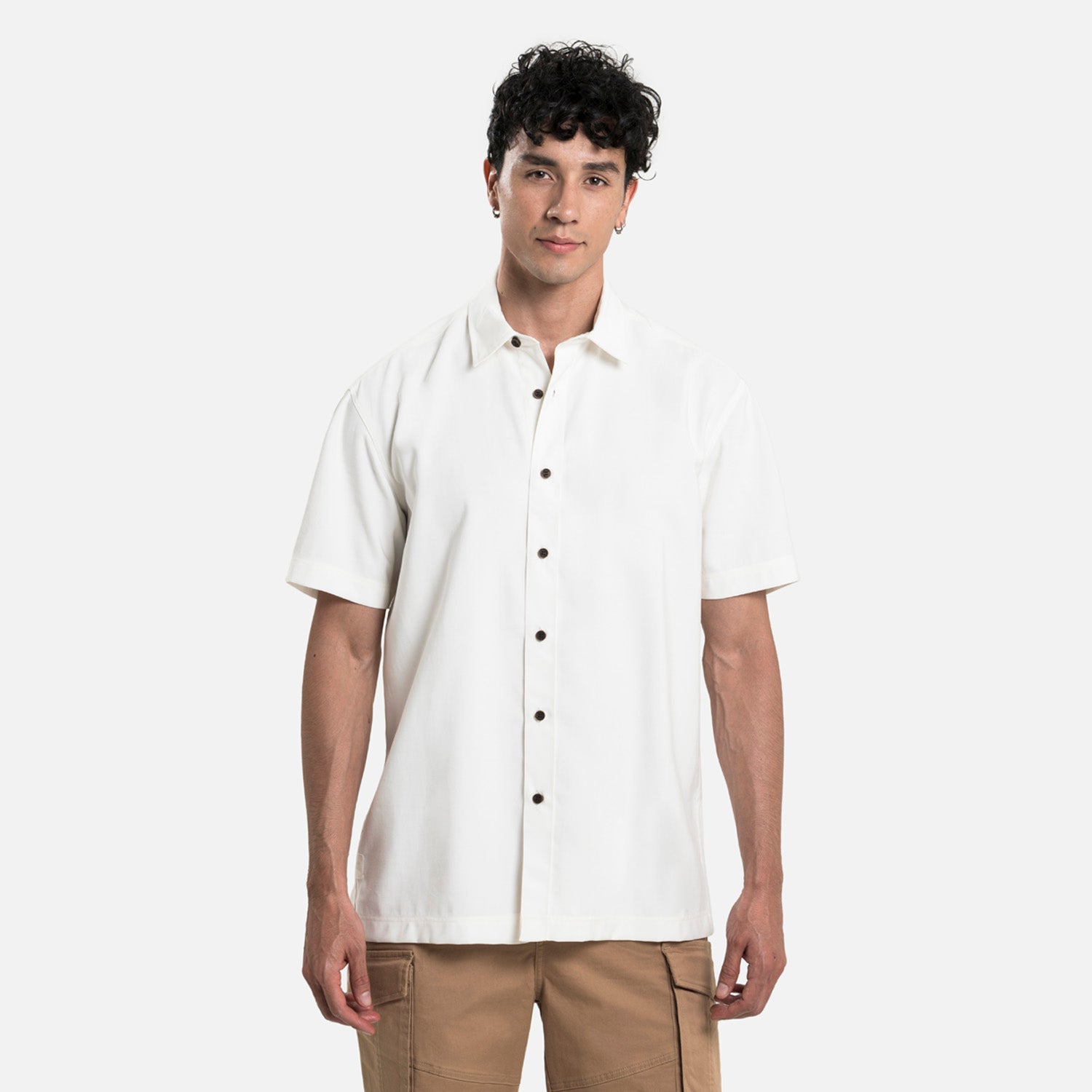 CAMISA MANGA CORTA COLOR IVORY
