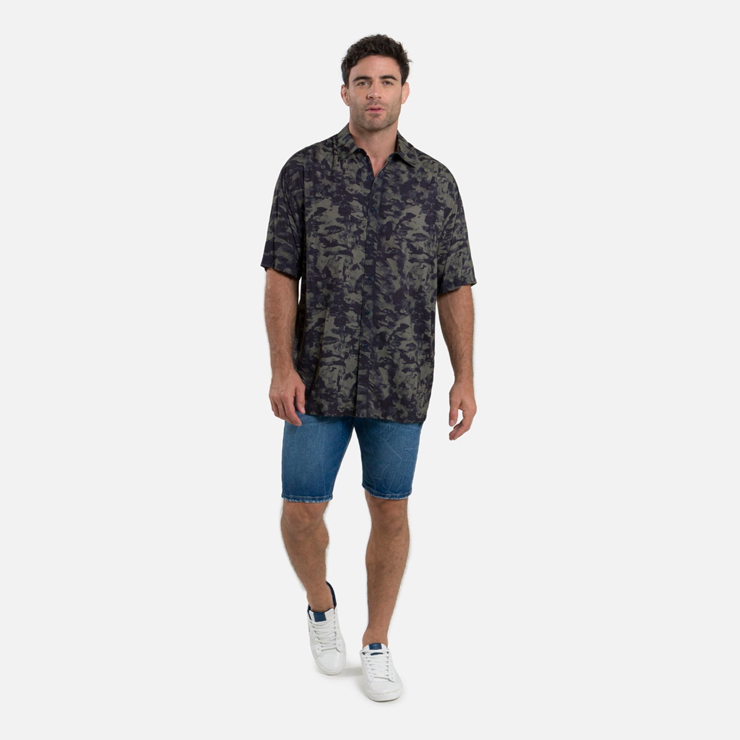 CAMISA MANGA CORTA COLOR AZUL OSCURO