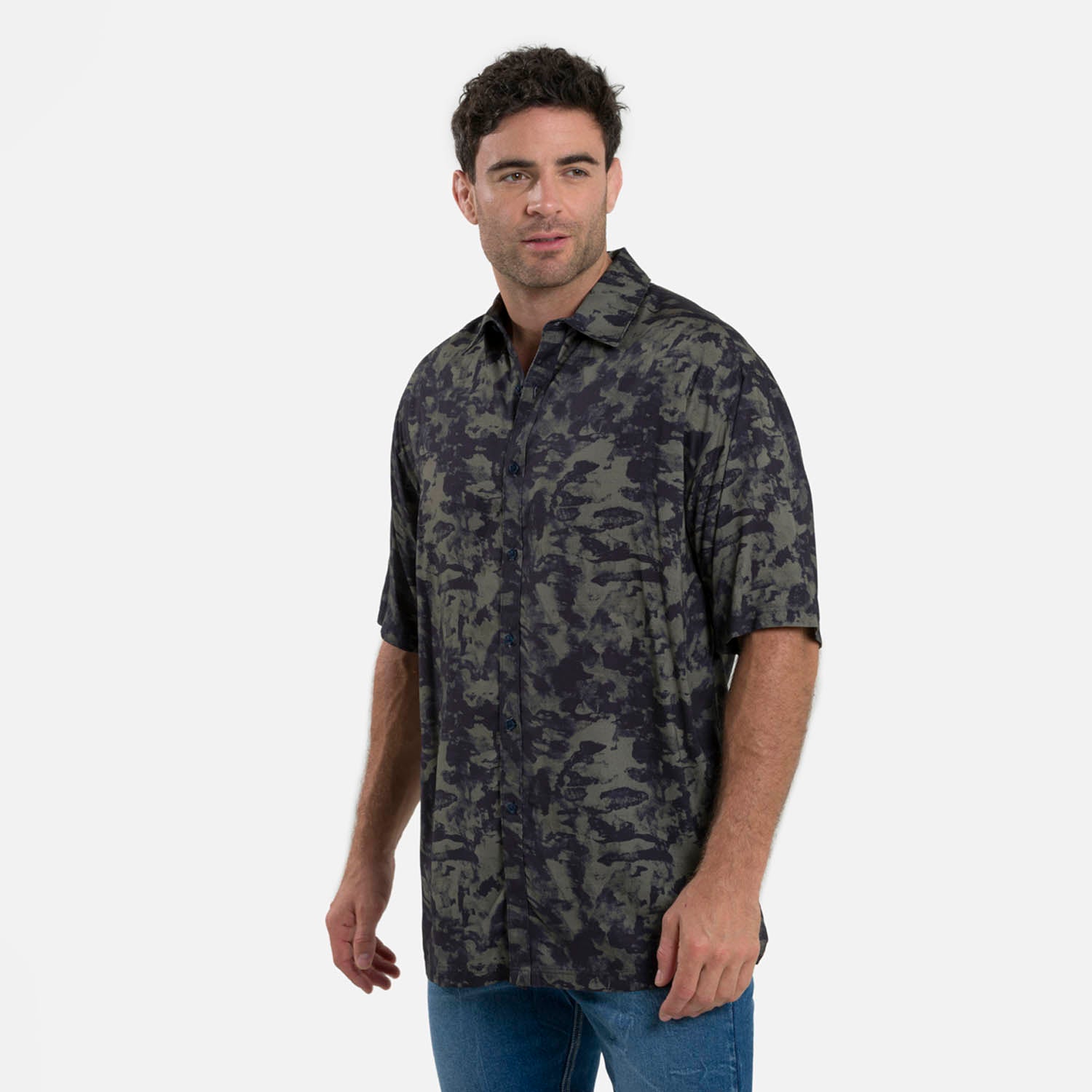 CAMISA MANGA CORTA COLOR AZUL OSCURO