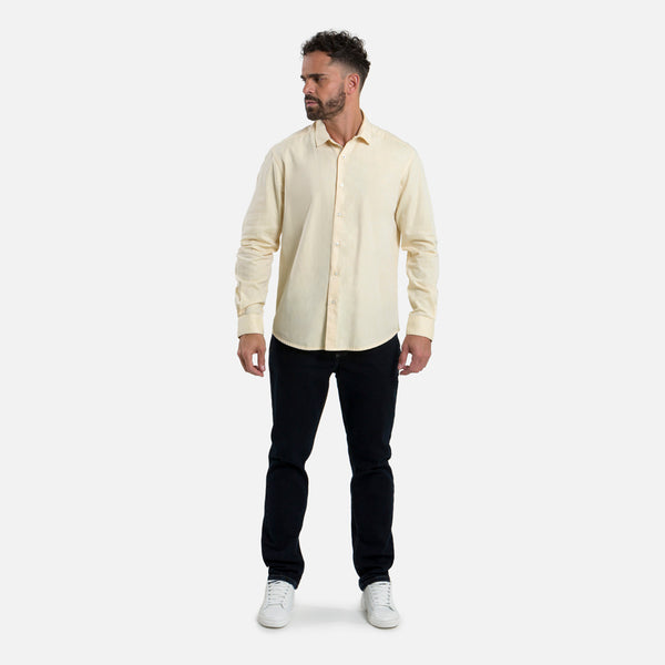 CAMISA MANGA LARGA COLOR AMARILLO CLARO