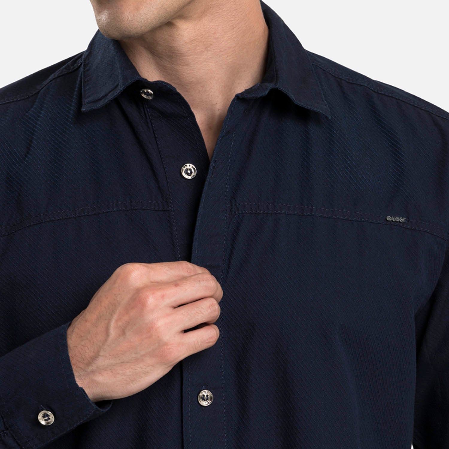 CAMISA MANGA LARGA COLOR AZUL INDIGO