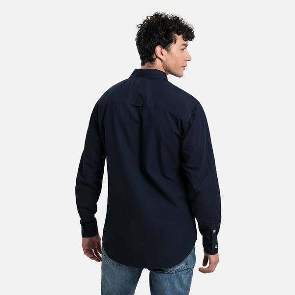 CAMISA MANGA LARGA COLOR AZUL INDIGO