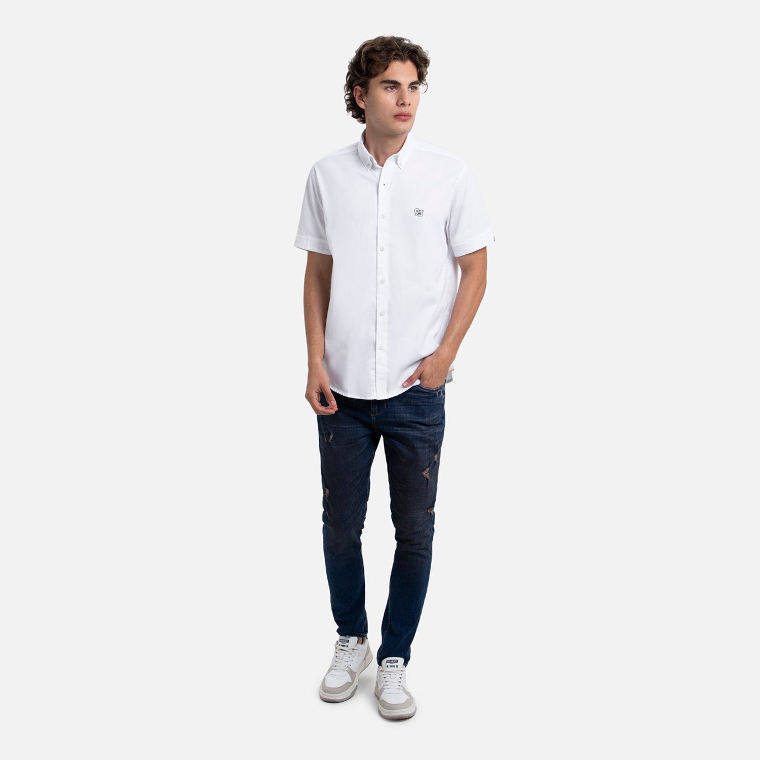 CAMISA MANGA CORTA COLOR BLANCO OPTICO