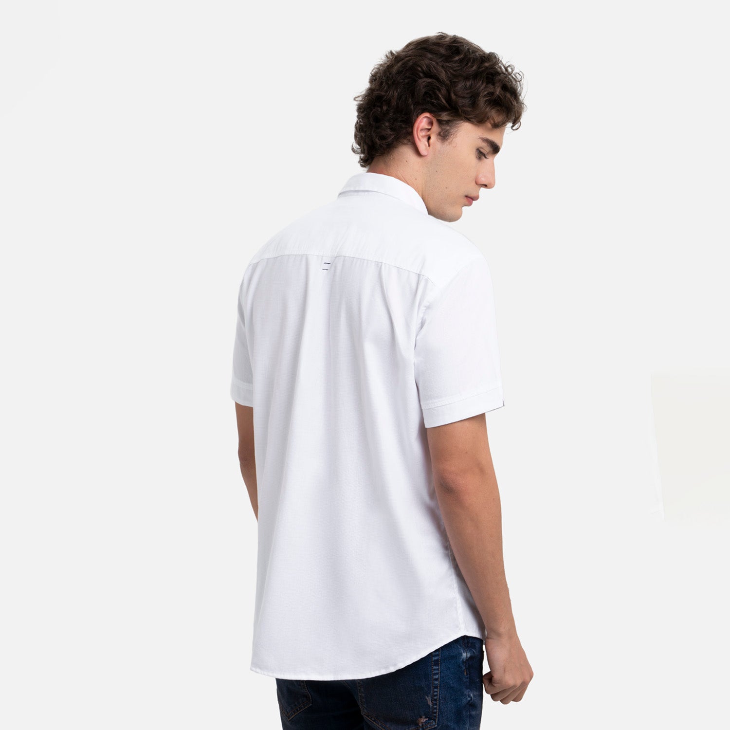 CAMISA MANGA CORTA COLOR BLANCO OPTICO