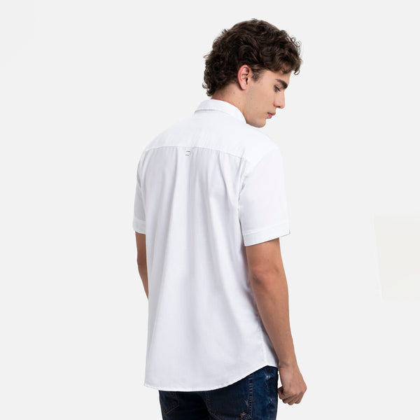 CAMISA MANGA CORTA COLOR BLANCO OPTICO