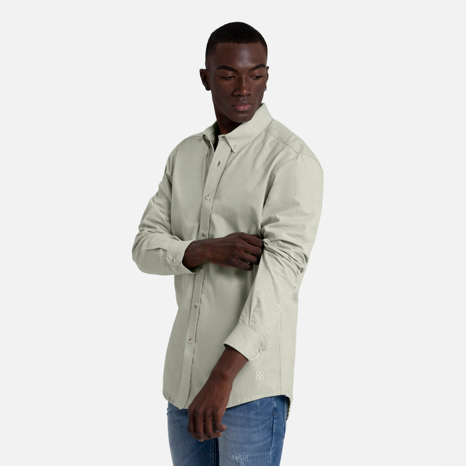 CAMISA MANGA LARGA COLOR VERDE OLIVA