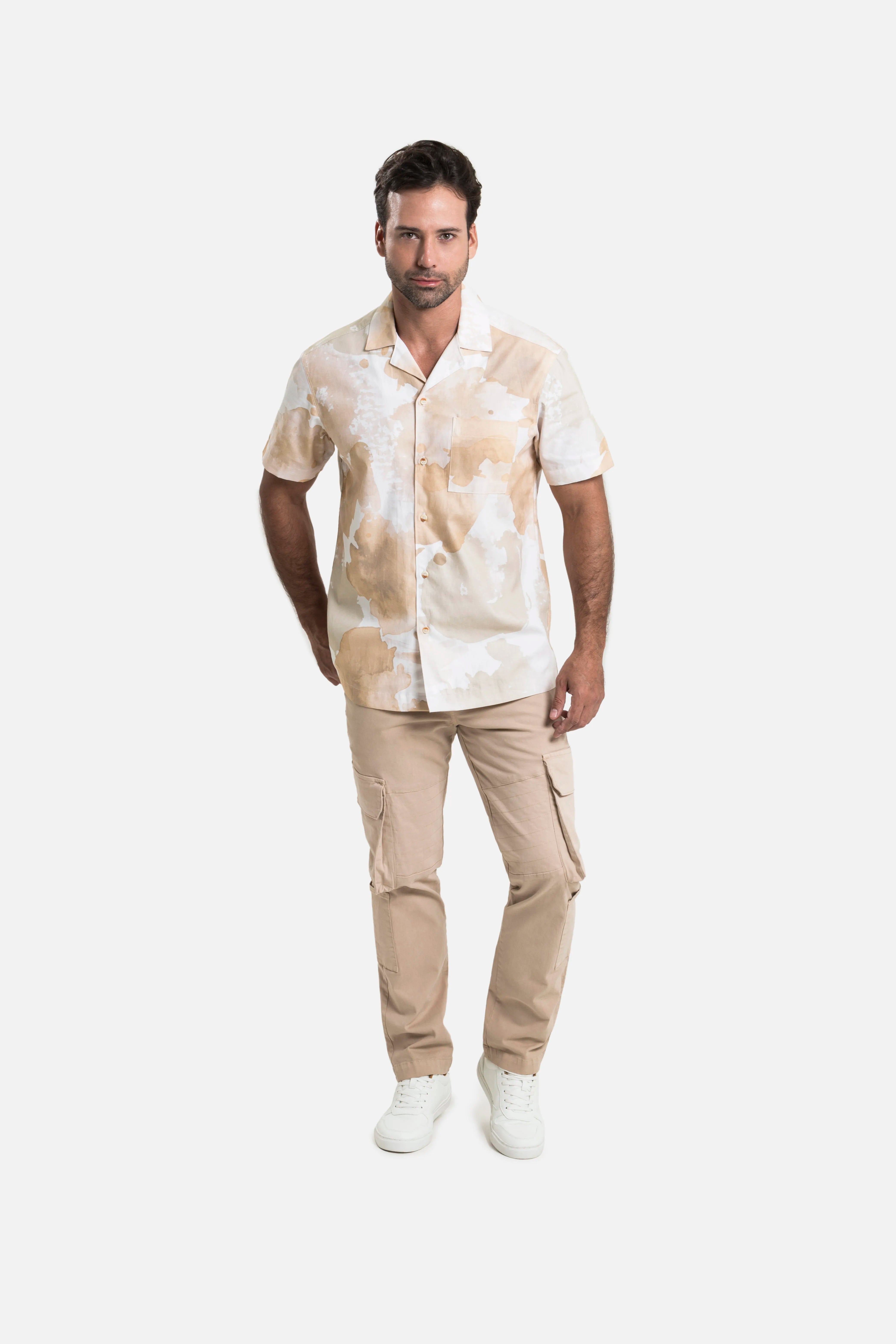 CAMISA MANGA CORTA COLOR IVORY MARFIL