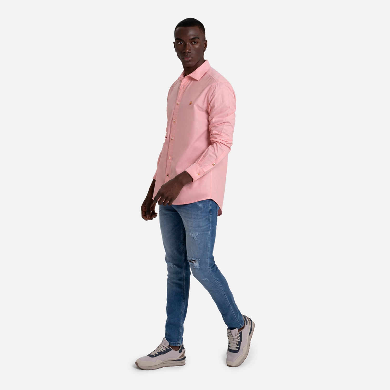 CAMISA MANGA LARGA COLOR ROSADO CLARO