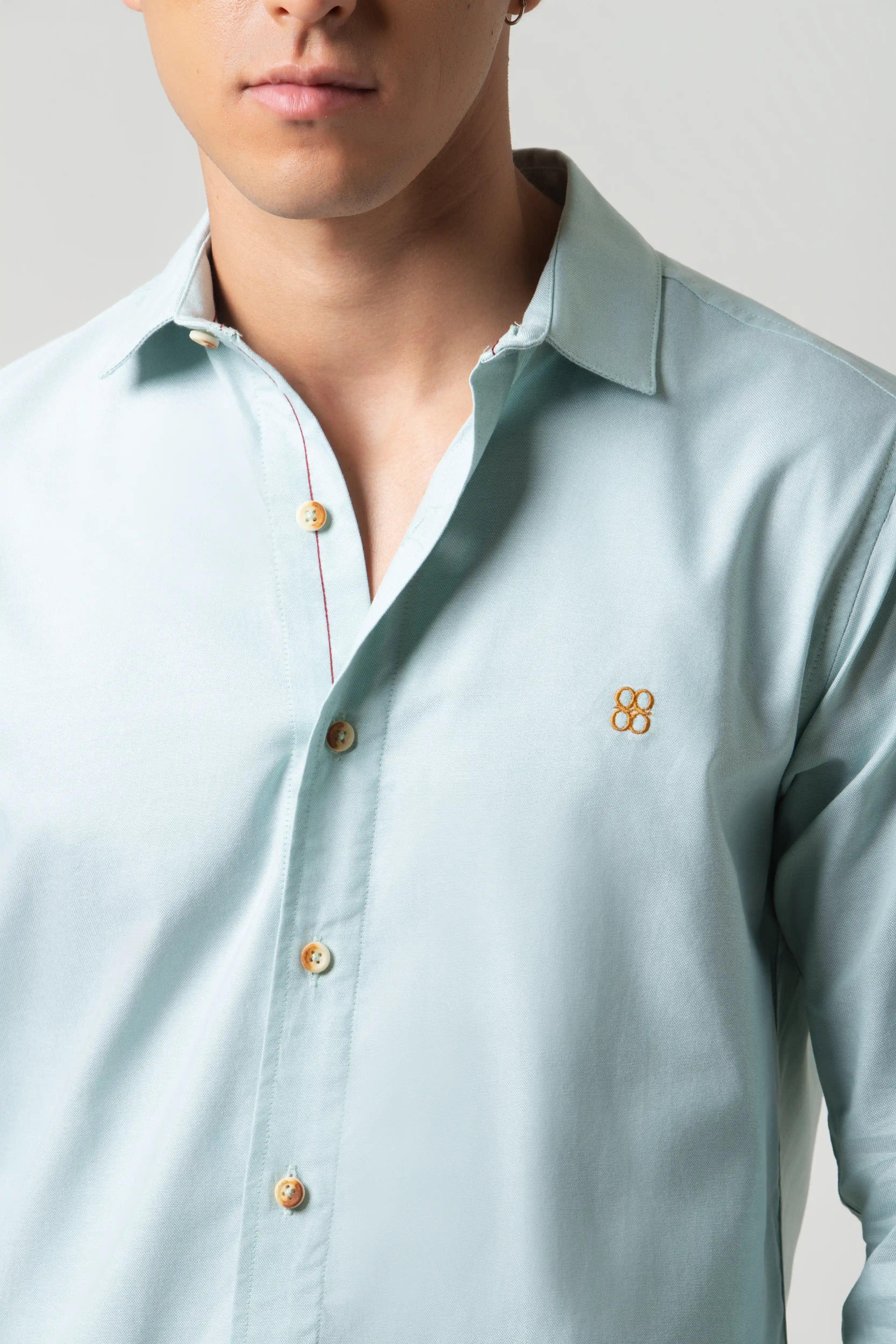 CAMISA MANGA LARGA COLOR VERDE AQUA