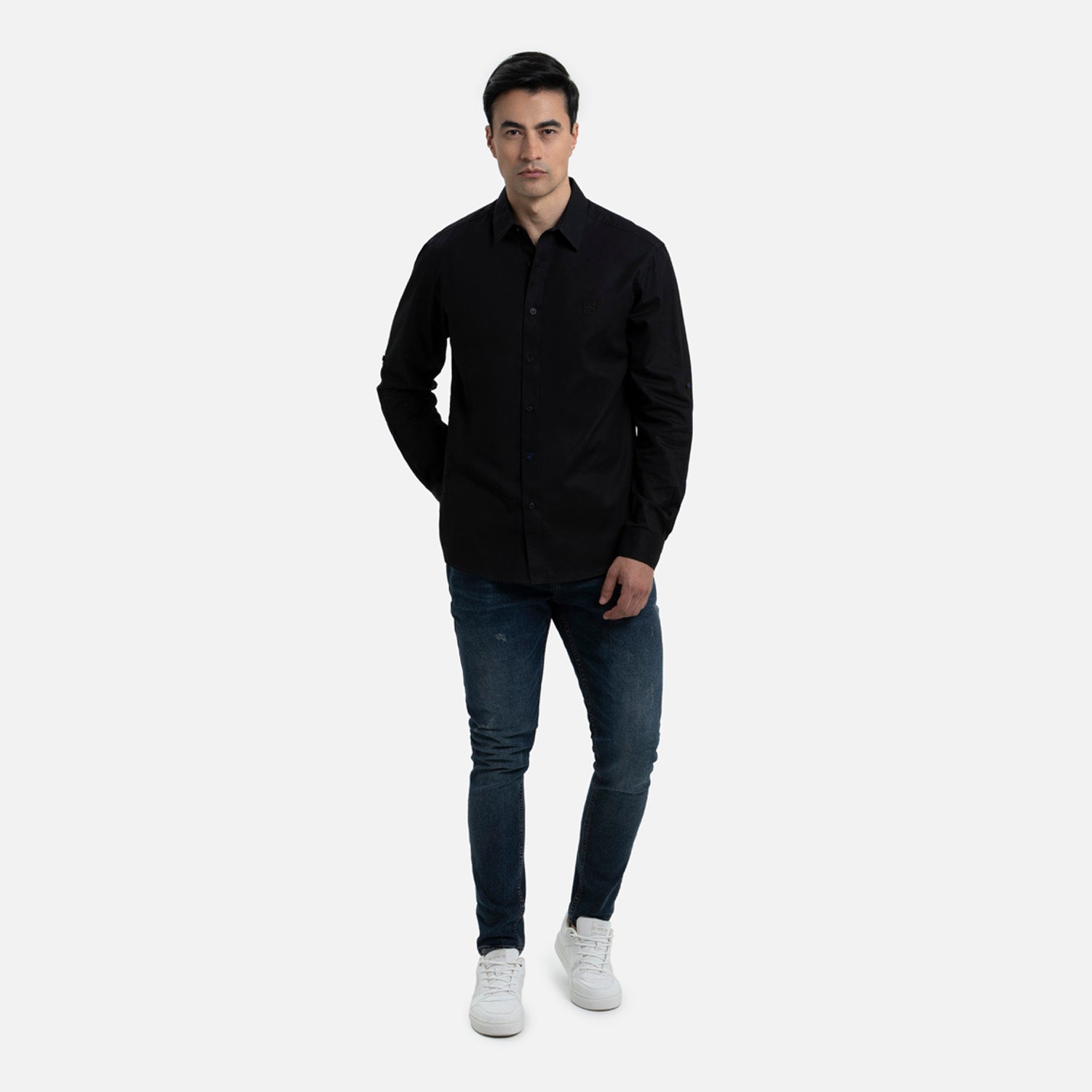 CAMISA MANGA LARGA COLOR NEGRO