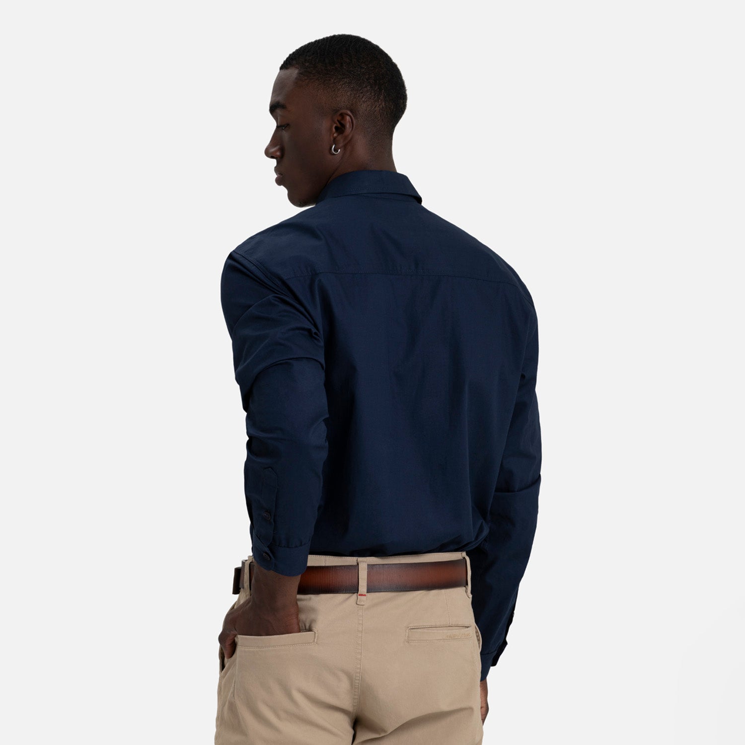CAMISA MANGA LARGA COLOR AZUL OSCURO