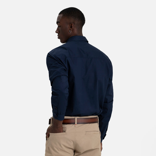 CAMISA MANGA LARGA COLOR AZUL OSCURO