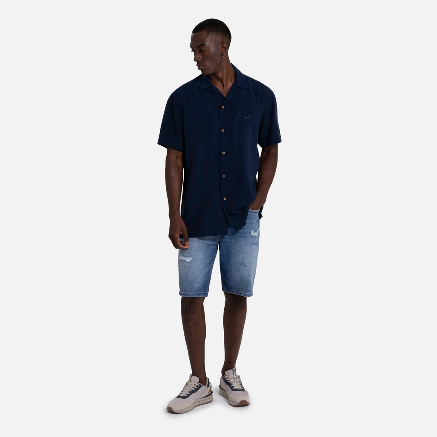 CAMISA MANGA CORTA COLOR AZUL OSCURO