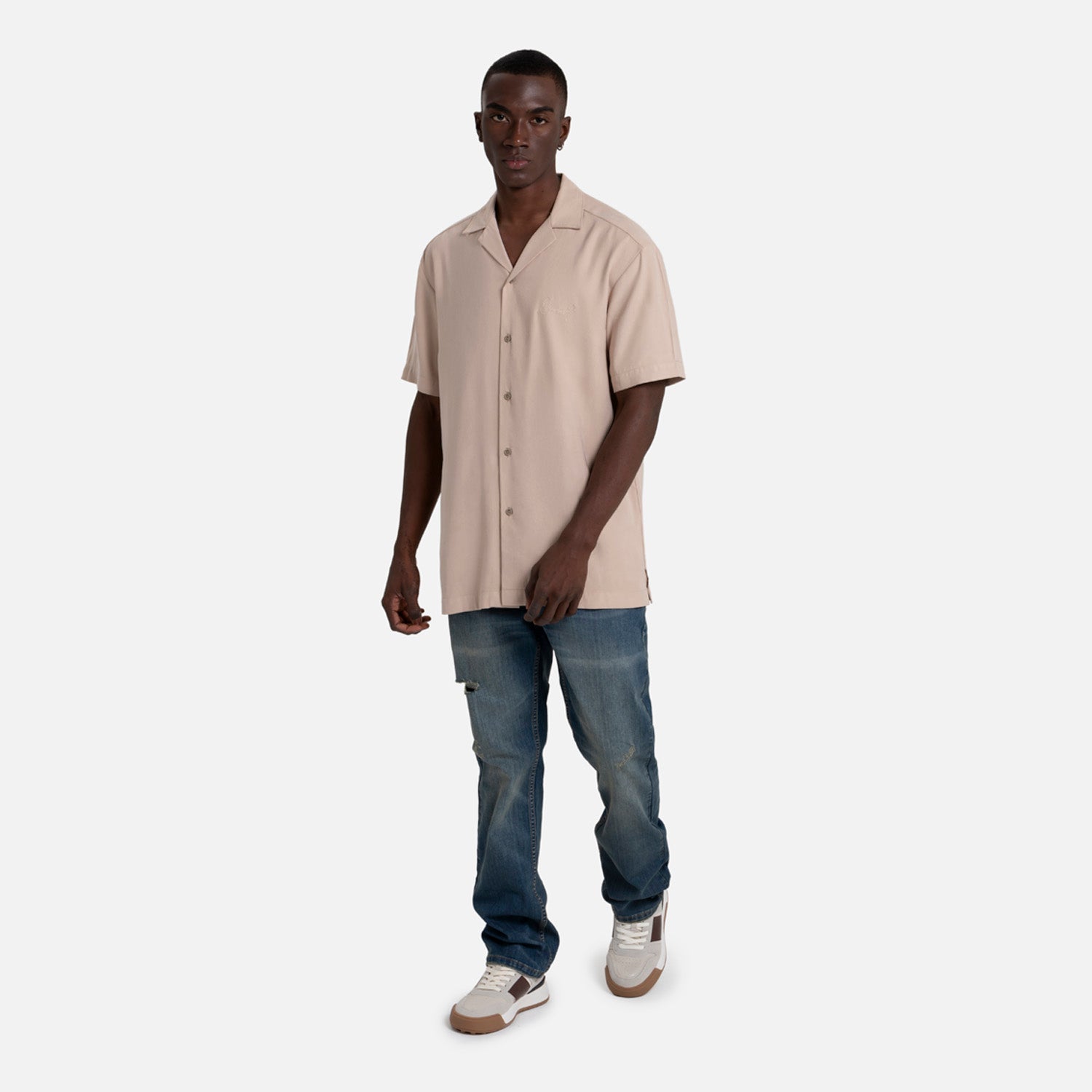CAMISA MANGA CORTA COLOR BEIGE