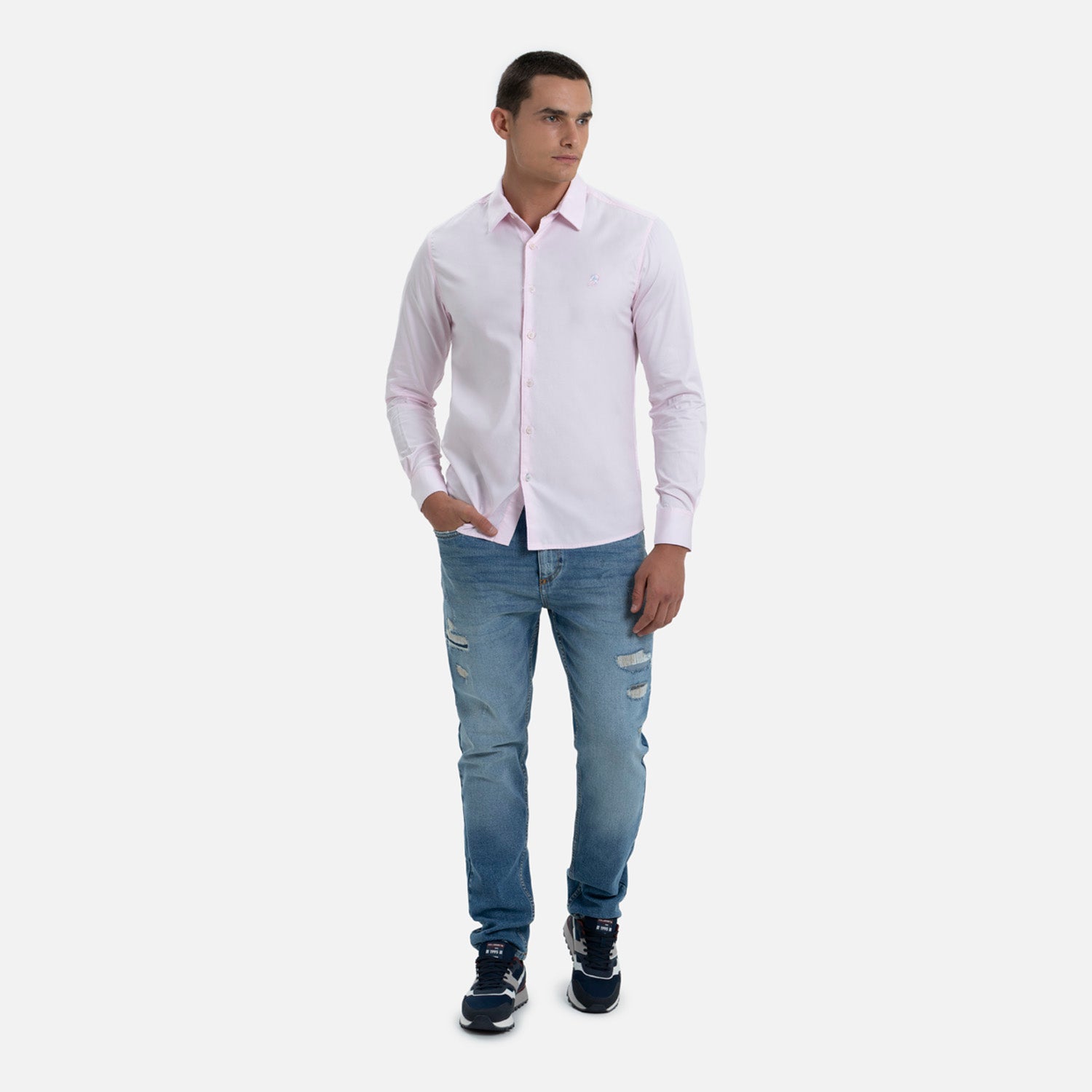 CAMISA MANGA LARGA COLOR PALO DE ROSA