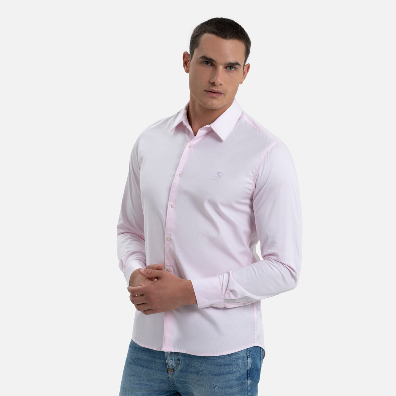 CAMISA MANGA LARGA COLOR PALO DE ROSA
