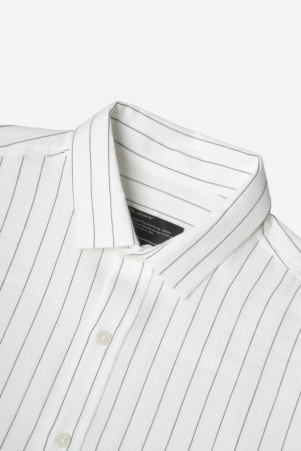 CAMISA MANGA CORTA COLOR IVORY-AZUL OSCURO