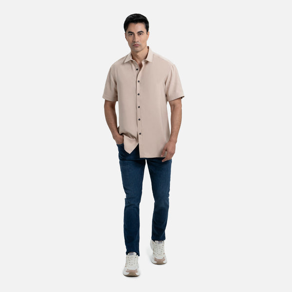 CAMISA MANGA CORTA COLOR BEIGE