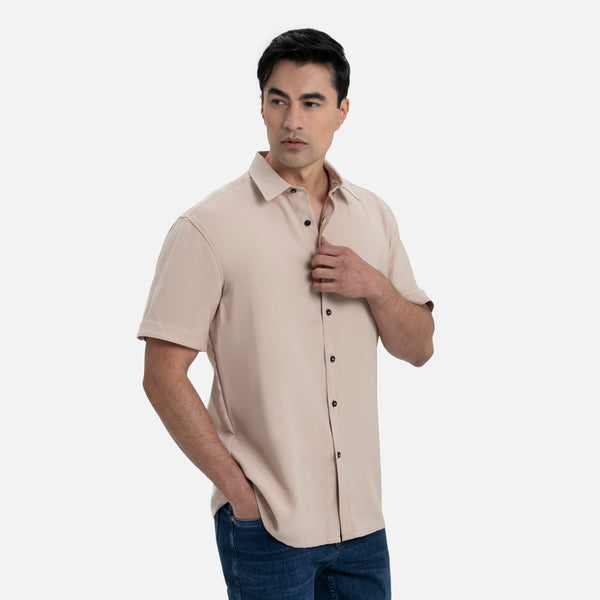 CAMISA MANGA CORTA COLOR BEIGE