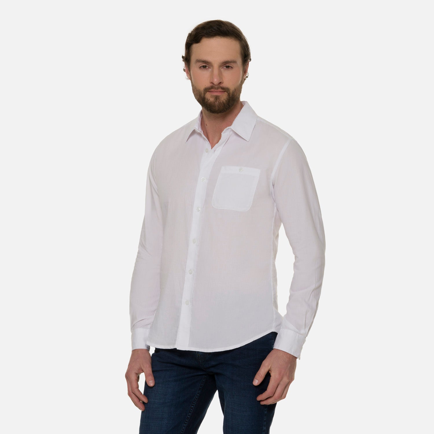 CAMISA MANGA LARGA COLOR BLANCO BLANCO