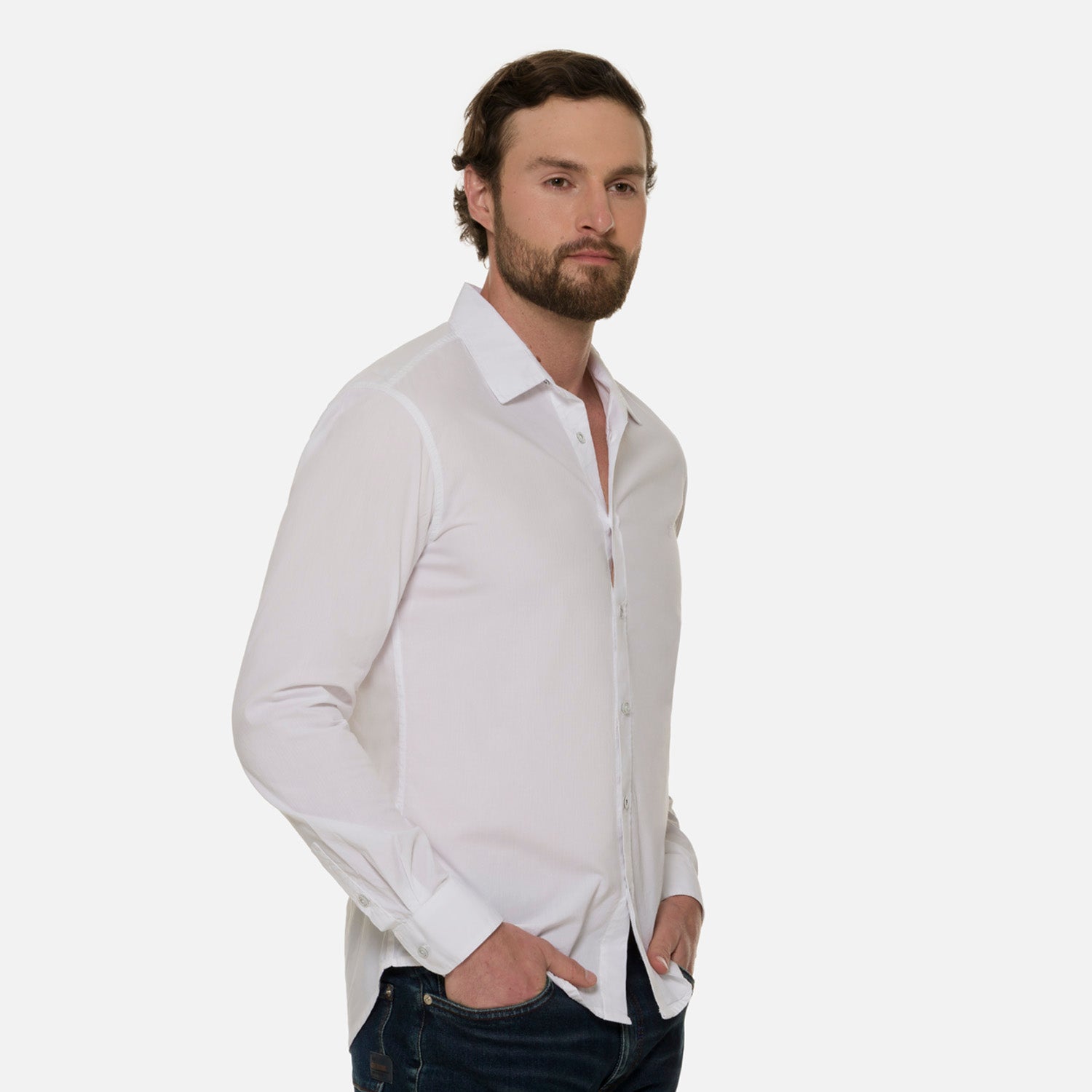 CAMISA MANGA LARGA COLOR BLANCO BLANCO