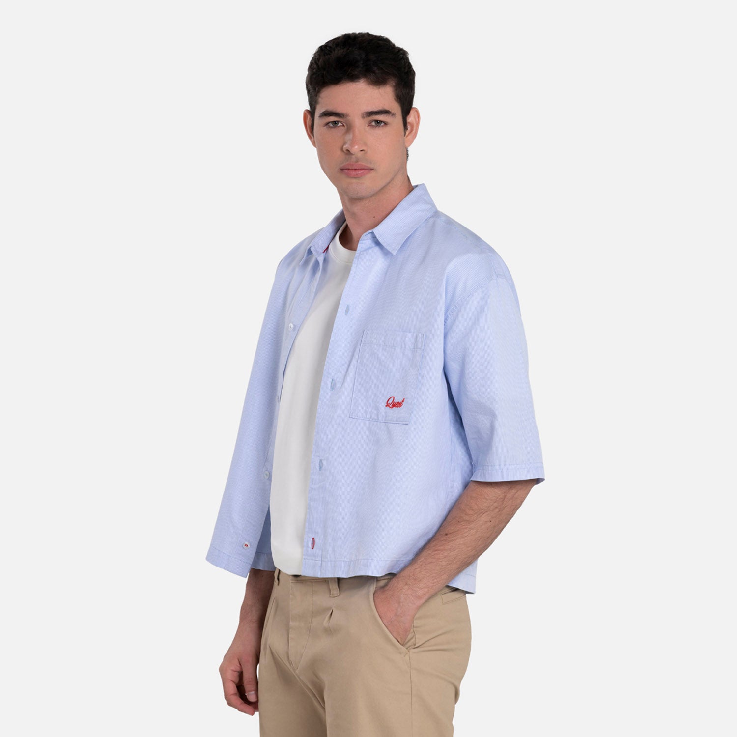 CAMISA MANGA CORTA COLOR AZUL GLACIAR