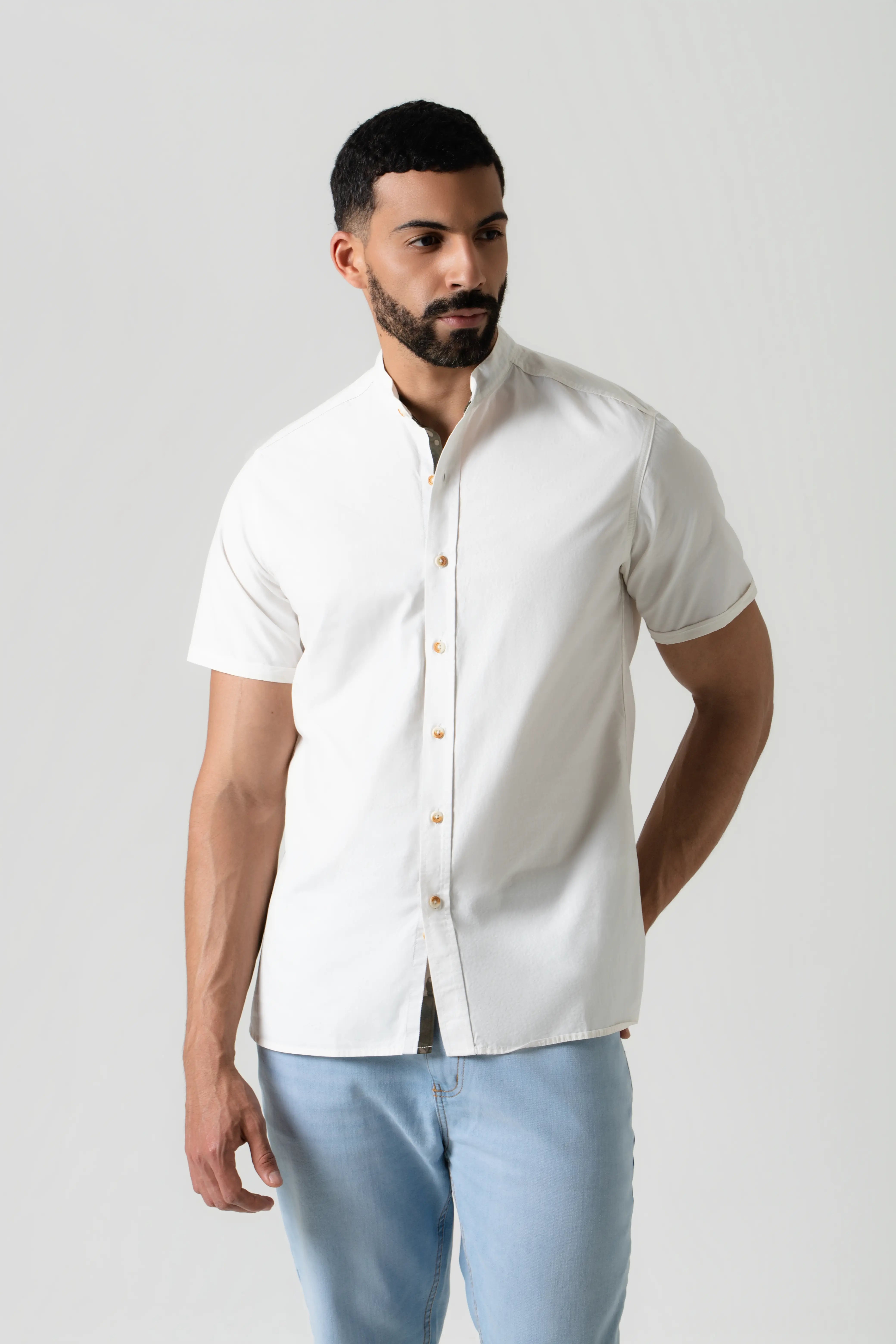CAMISA MANGA CORTA COLOR IVORY