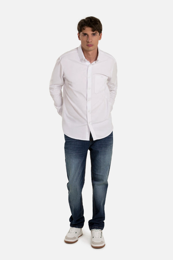 CAMISA MANGA LARGA COLOR BLANCO OPTICO