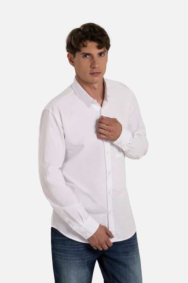 CAMISA MANGA LARGA COLOR BLANCO OPTICO