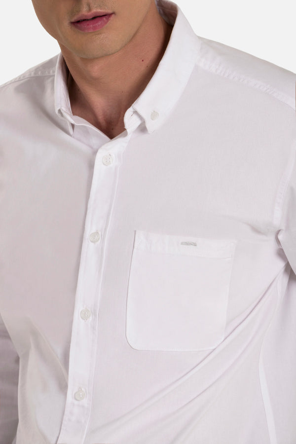 CAMISA MANGA LARGA COLOR BLANCO OPTICO