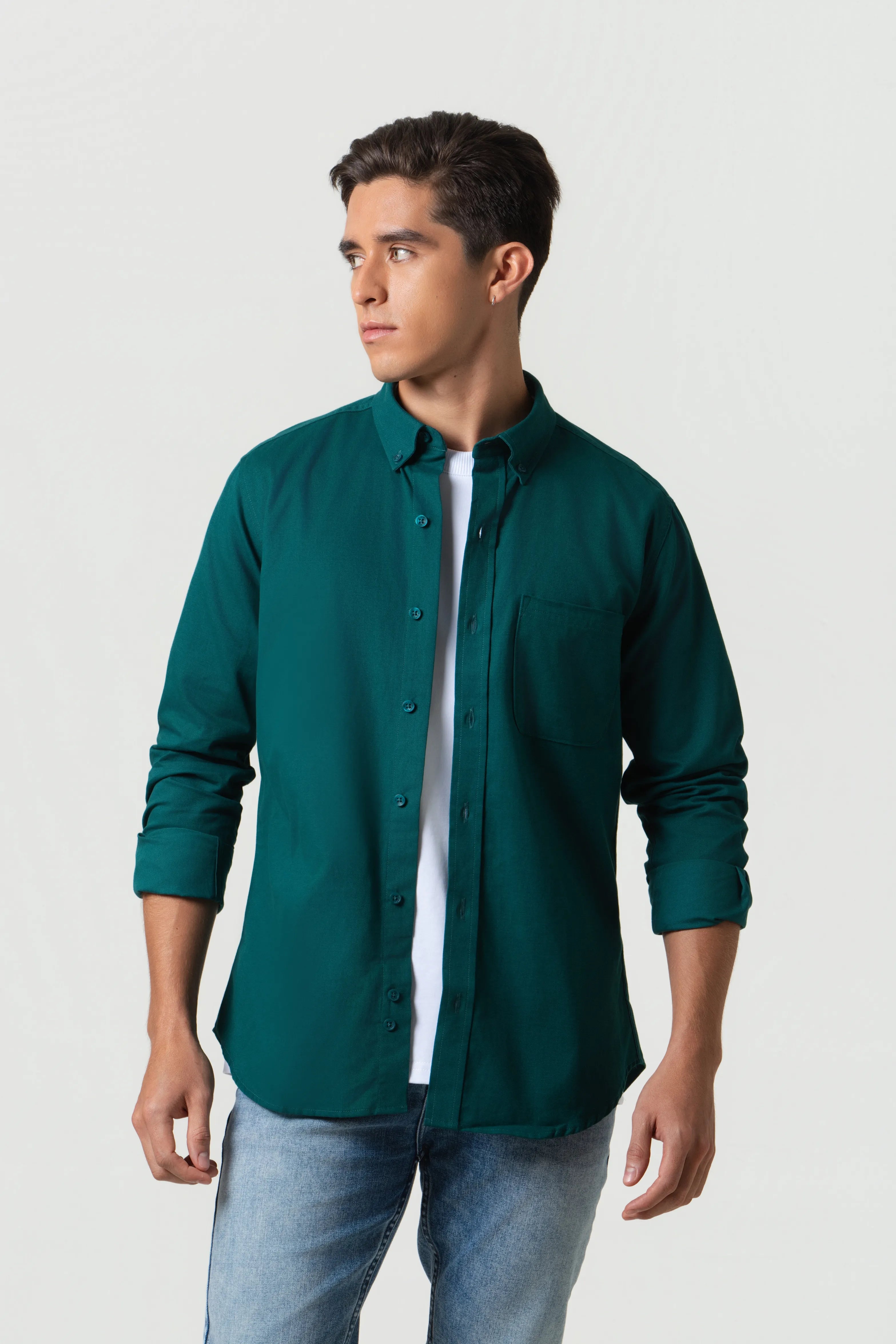 CAMISA MANGA LARGA COLOR VERDE TORMENTA