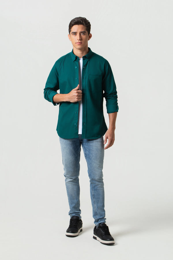 CAMISA MANGA LARGA COLOR VERDE TORMENTA