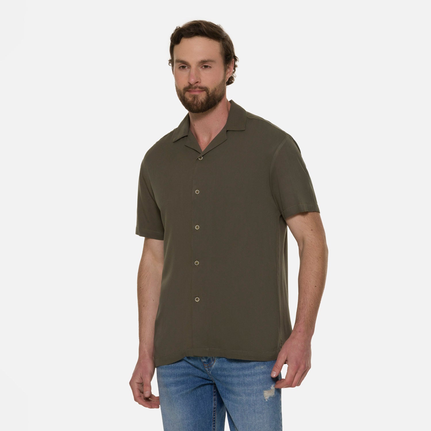 CAMISA MANGA CORTA COLOR VERDE MILITAR