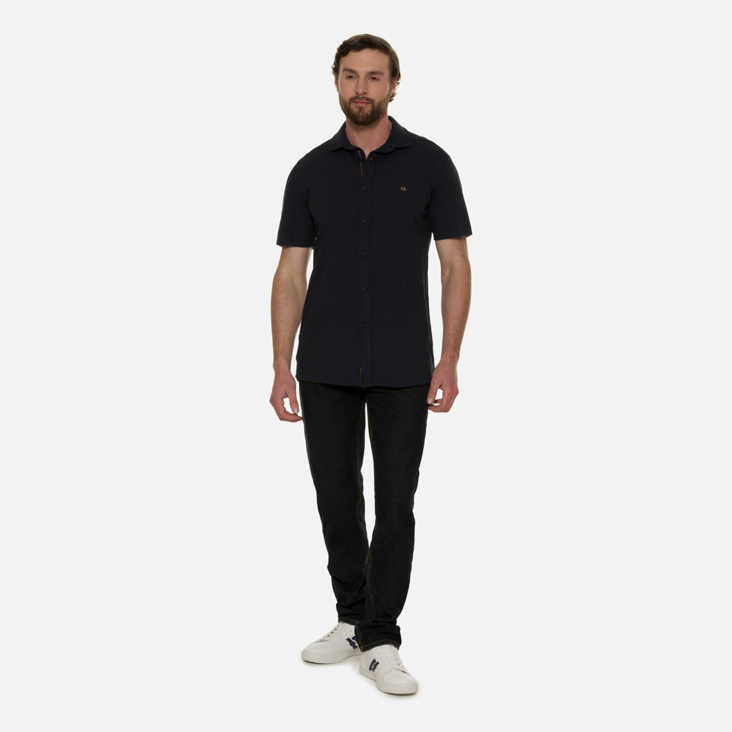 CAMISA MANGA CORTA COLOR AZUL OSCURO